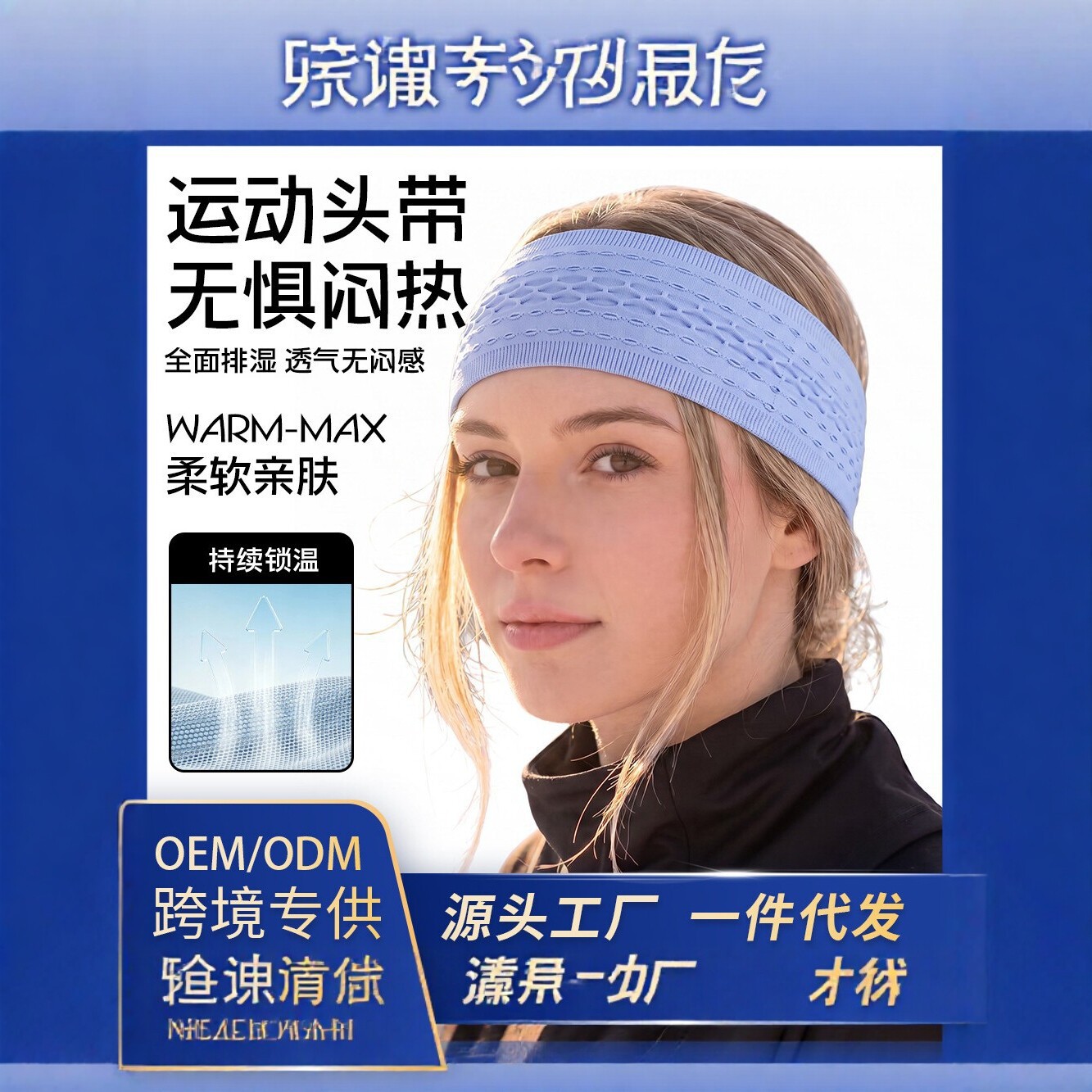 Cross-border sports headband, sweat-absorbing headscarf, yoga fitness running hairband, unisex high-elastic anti-sweat headband