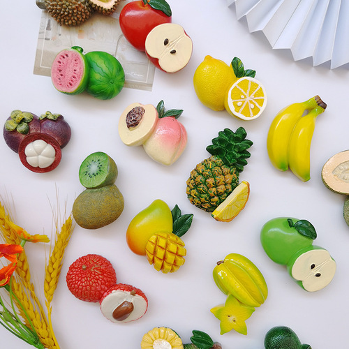 Factory direct supply of new simulated resin three-dimensional fruit refrigerator magnets for creative DIY internet celebrities