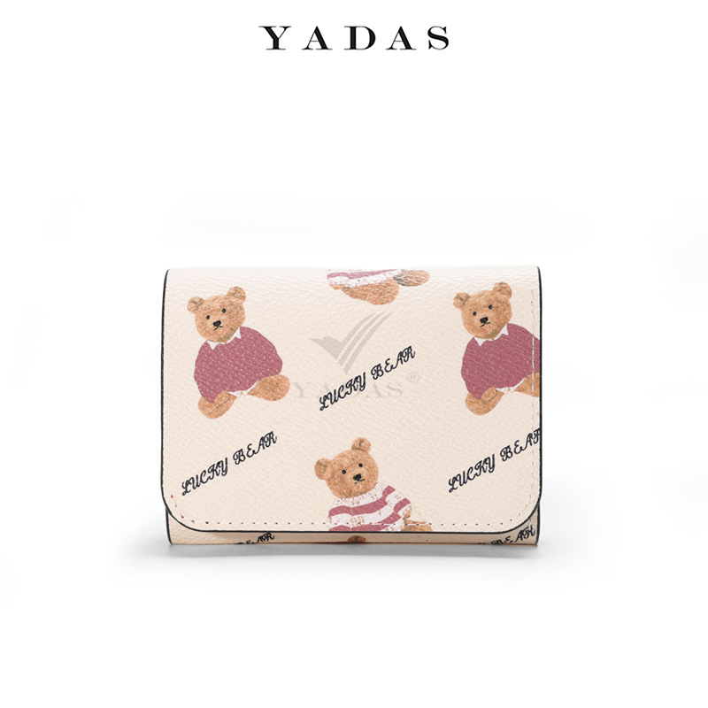 Yadas nueva cartera de las mujeres pu americano retro tríptico pequeño niños corto clip monedero al por mayor