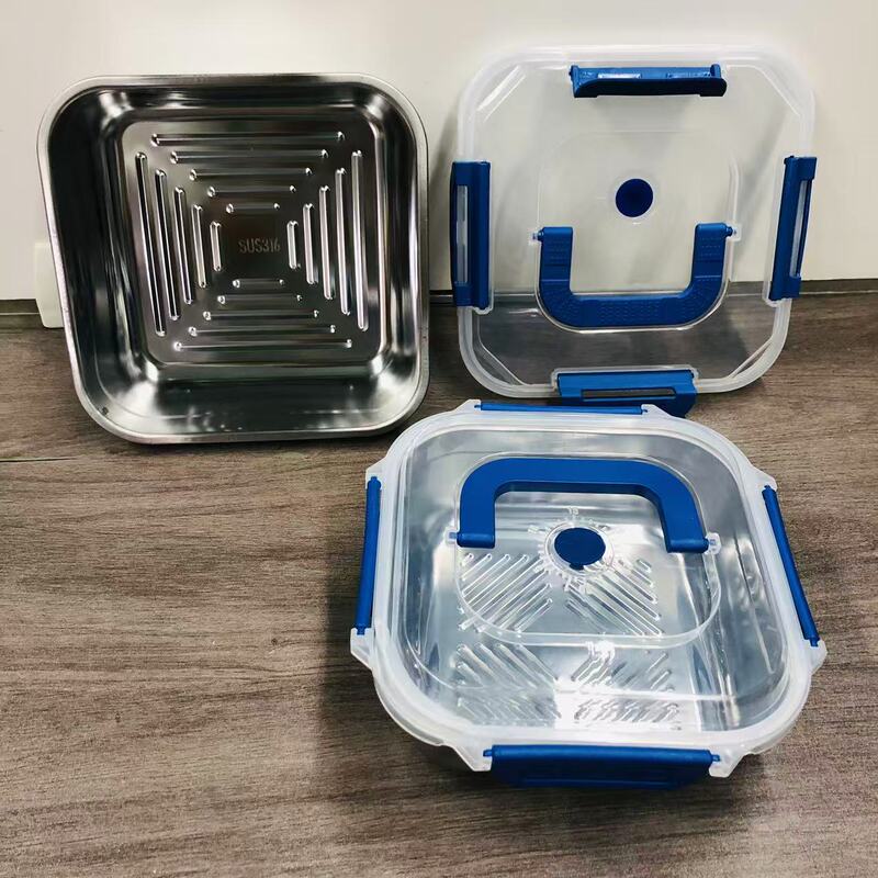 不锈钢方形保鲜盒家用冰箱食物冷冻冷鲜收纳盒户外露营带盖水果盒|undefined