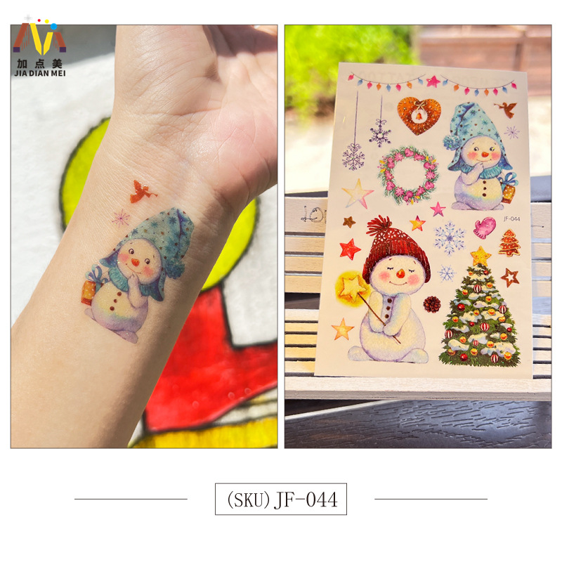 Amazon Venta caliente brillo lindo postre de Navidad unicornio niños tatuaje pegatinas impermeable tatuaje de larga duración