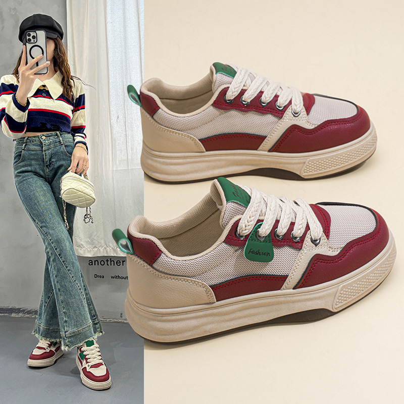 2025 zapatos de verano para mujer nuevos zapatos de lona transpirables para mujer, versión coreana de todo fósforo, plataforma deportiva y casual, zapatillas bajas, zapatos de moda image 1