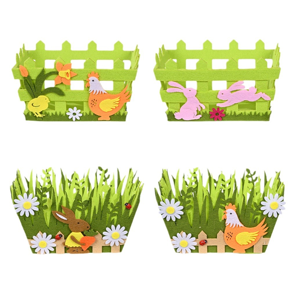 Cestas de hierba no tejidas cuadradas de dibujos animados envolvente de armazón decorativo maceta