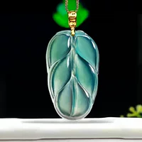 Отобранные высокие ледяные голубые водные листья подвески подлинные товары А натуральные изумрудные подвески листья 18-каратные золотые пряжки инкрустированные подвески