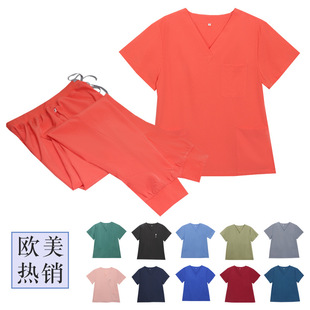 Foreign Trade Quick-drying Surgical Clothes Elastic Wash Clothes Brush Hand Clothes Doctor's Operating Room Work Clothes Female Short-sleeved Medical suit