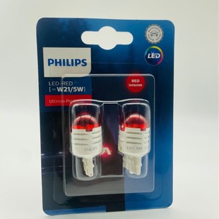 Philips Led Tail Light U30 Light Brake Light T20 Double Filament W21/5W 11066 12V High Brightness Red Light Bulb
