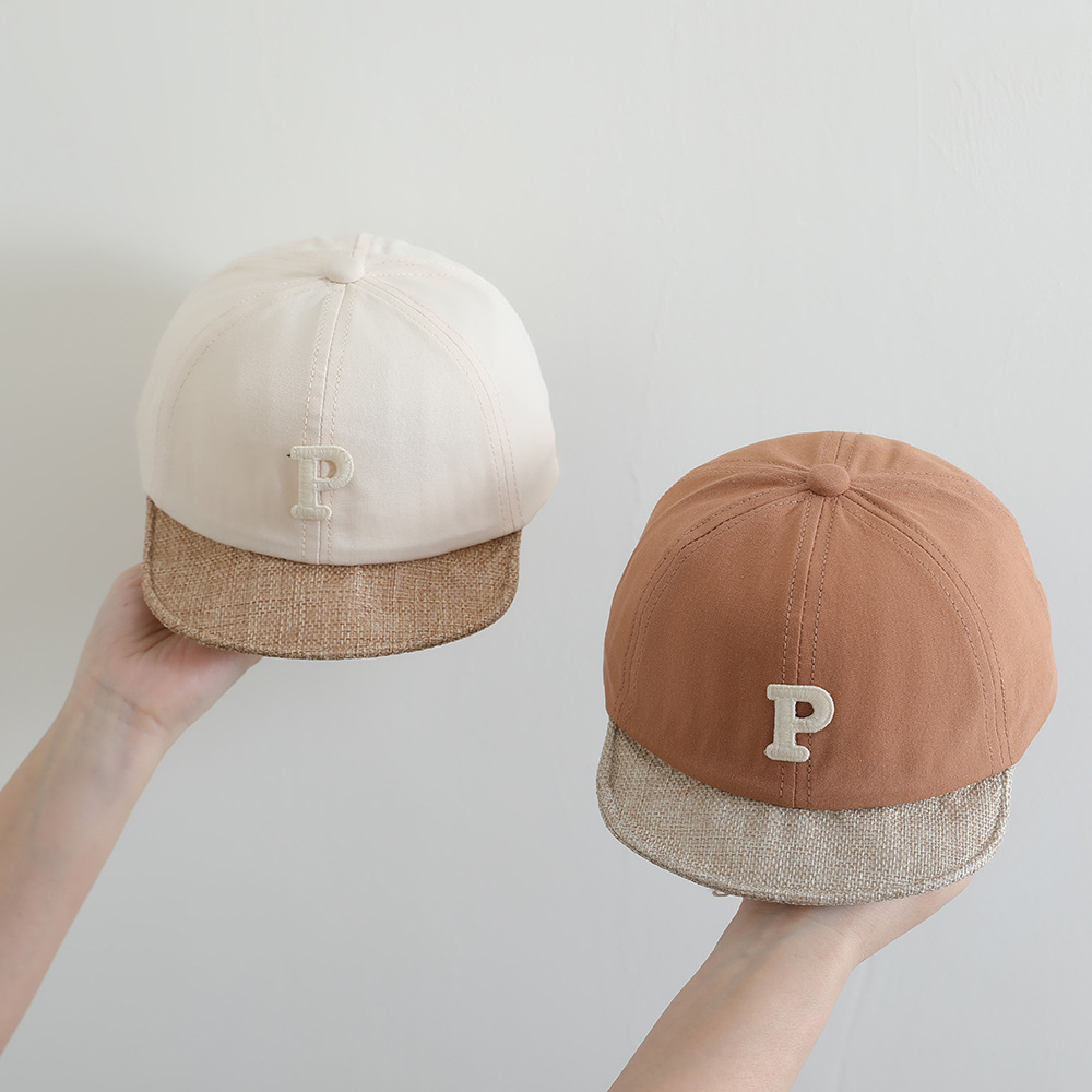 Sombrero infantil de primavera y otoño de letras p, sombrero de brida suave, sombrero de béisbol casual coreano, sombrero de lengua de pato.