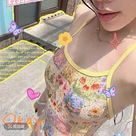 2025新款油画花女款连体三角专业游泳馆专用泳装保守新手游泳