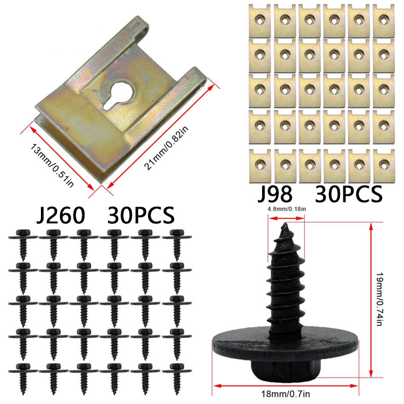 Tornillos autorroscantes de cabeza hexagonal con revestimiento de zinc negro J98+J260, adecuados para la fijación de hebillas de cables rápidos en automóviles Mercedes-Benz.