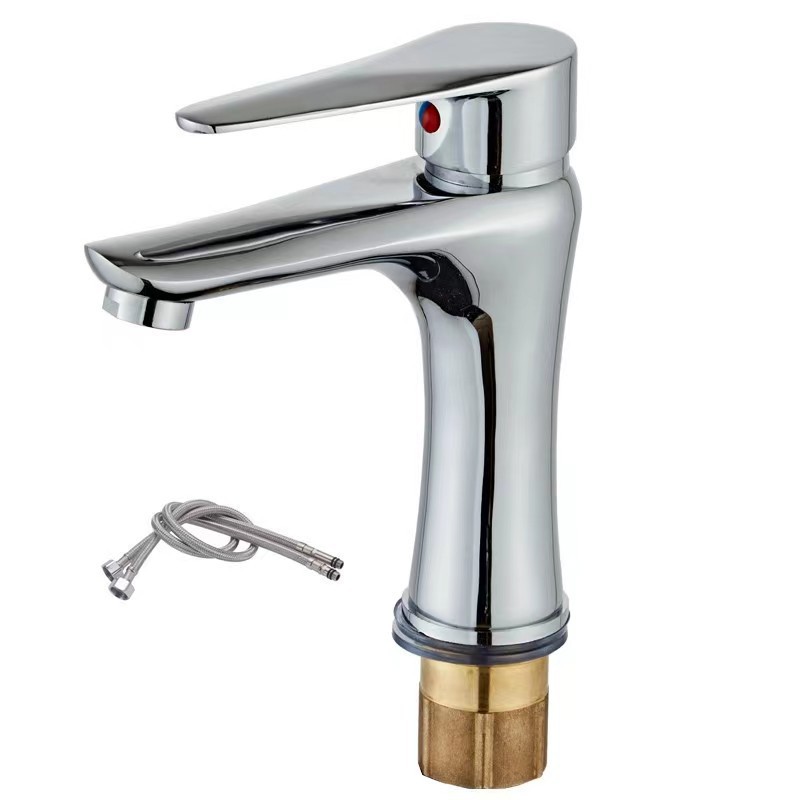 lavabo de latón grifo de agua caliente y fría lavabo de lavabo de agua grifo de agujero único