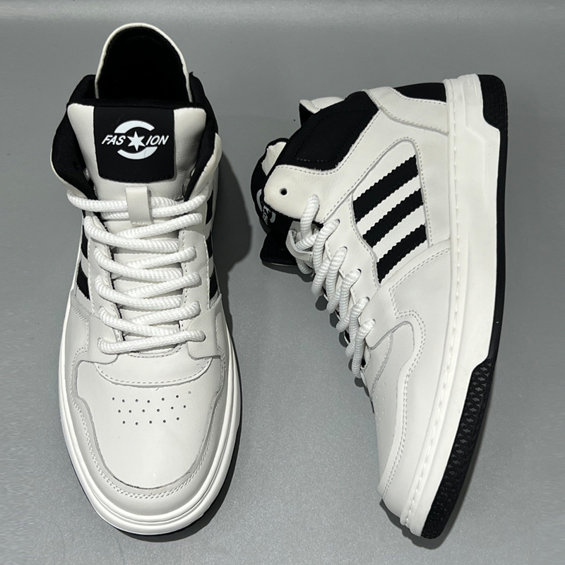 High-top Sneakers Men's 2024 New Autumn Sports Men's Shoes Breathable Thick-soled Genuine Leather All-match Men's Casual Shoes Trendy