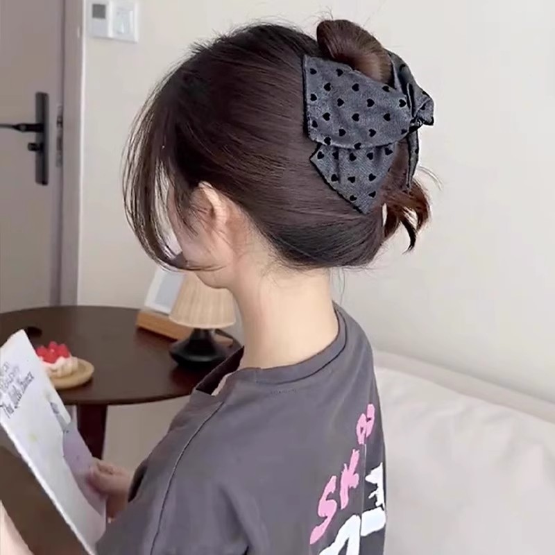 韩系爱心牛仔三角抓夹女夏日饱满后脑勺气质盘发鲨鱼夹百搭发夹|undefined