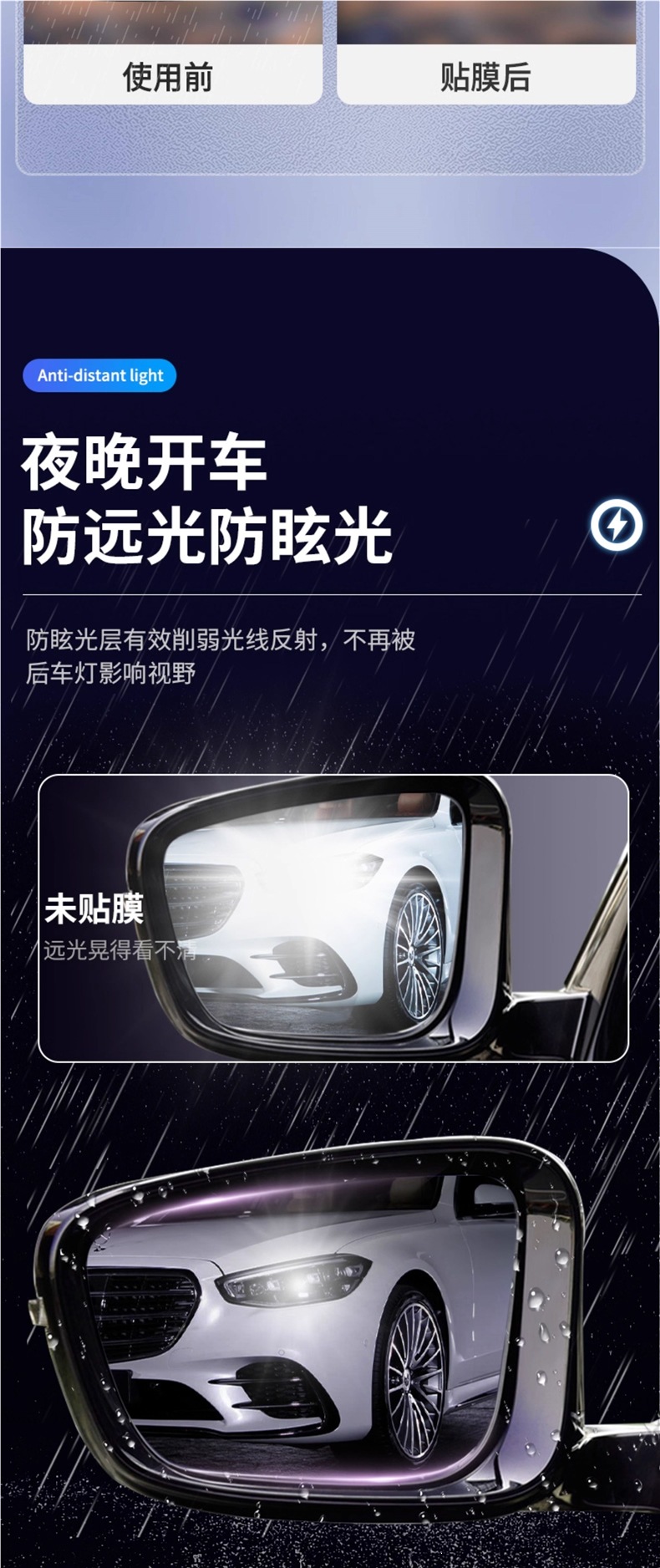 Car rearview mirror rainproof film, reverse mirror, car window waterproof film, rainproof magic tool for car mirrors in rainy days