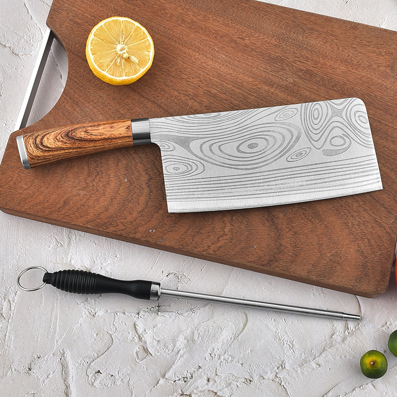 Venta al por mayor rojo neto patrón láser juego de seis piezas de cuchillo de mango curvo juego de cuchillo caja de color juego de caja de regalo juego de combinación de cuchillo al por mayor