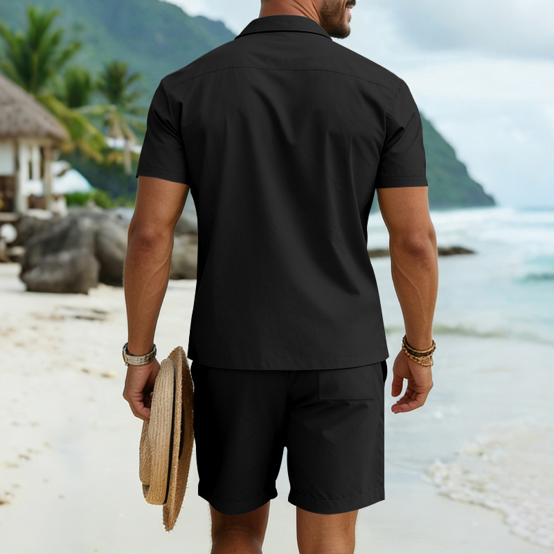 Men's Casual Summer Outfit Set | Loose Fit Beach Shirt & Shorts | Trendy Vacation Wear For Hot Weather_viptrois.com
