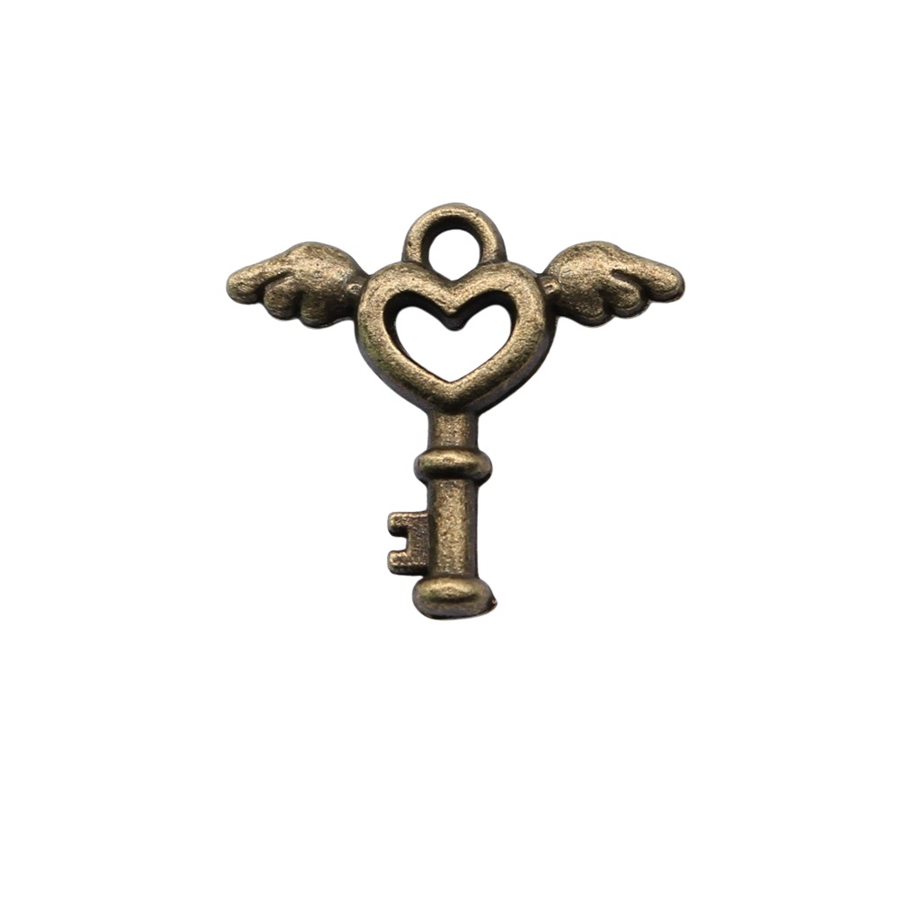 1g Weight Pendant Jewelry Making Type DIY Jewelry Accessories Classification 1 Piece Quantity Alloy Material Heart Shape, Wings, Key Pattern Plating Design Retro Style 1 Piece Alloy Heart Shape Wings Key Pendant 11