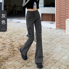 SELINE时琳秋季新款美式高品质多袋款工装裤高腰宽松收脚百搭休闲