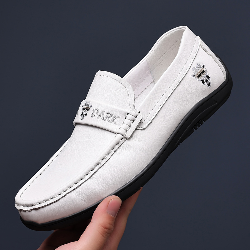 Nueva capa superior de piel de vaca zapatos de guisantes de los hombres de cuero genuino zapatos de cuero casuales de los hombres mocasines de moda papá slip-on zapatos de los hombres