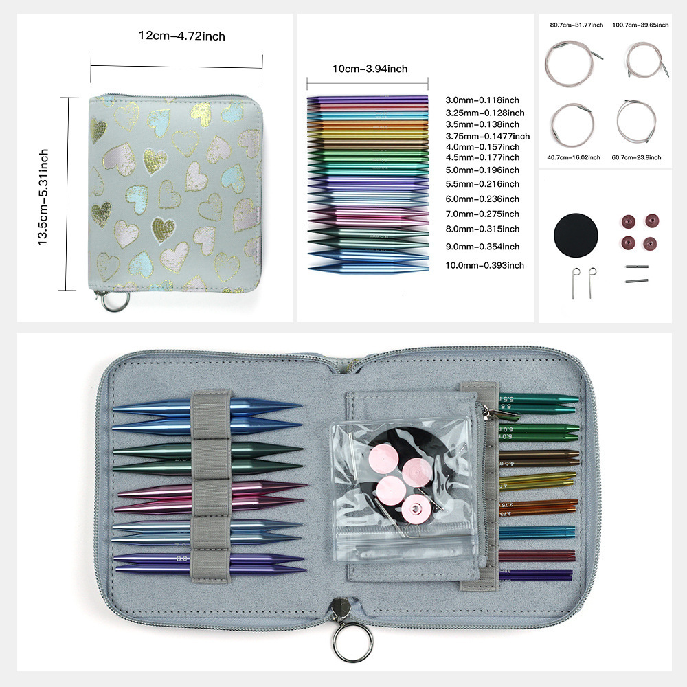 Transfronterizos 13 pagos de alúmina aguja circular aguja suéter aguja de tejido manual aguja desmontable aguja circular paquete de tela