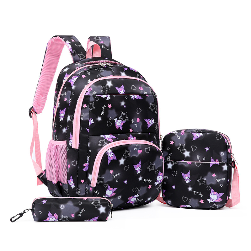 Cartoon transfronterizo mayorista de tres piezas paquetes de bolsas escolares de estudiantes de secundaria primaria y secundaria mochila con billetera