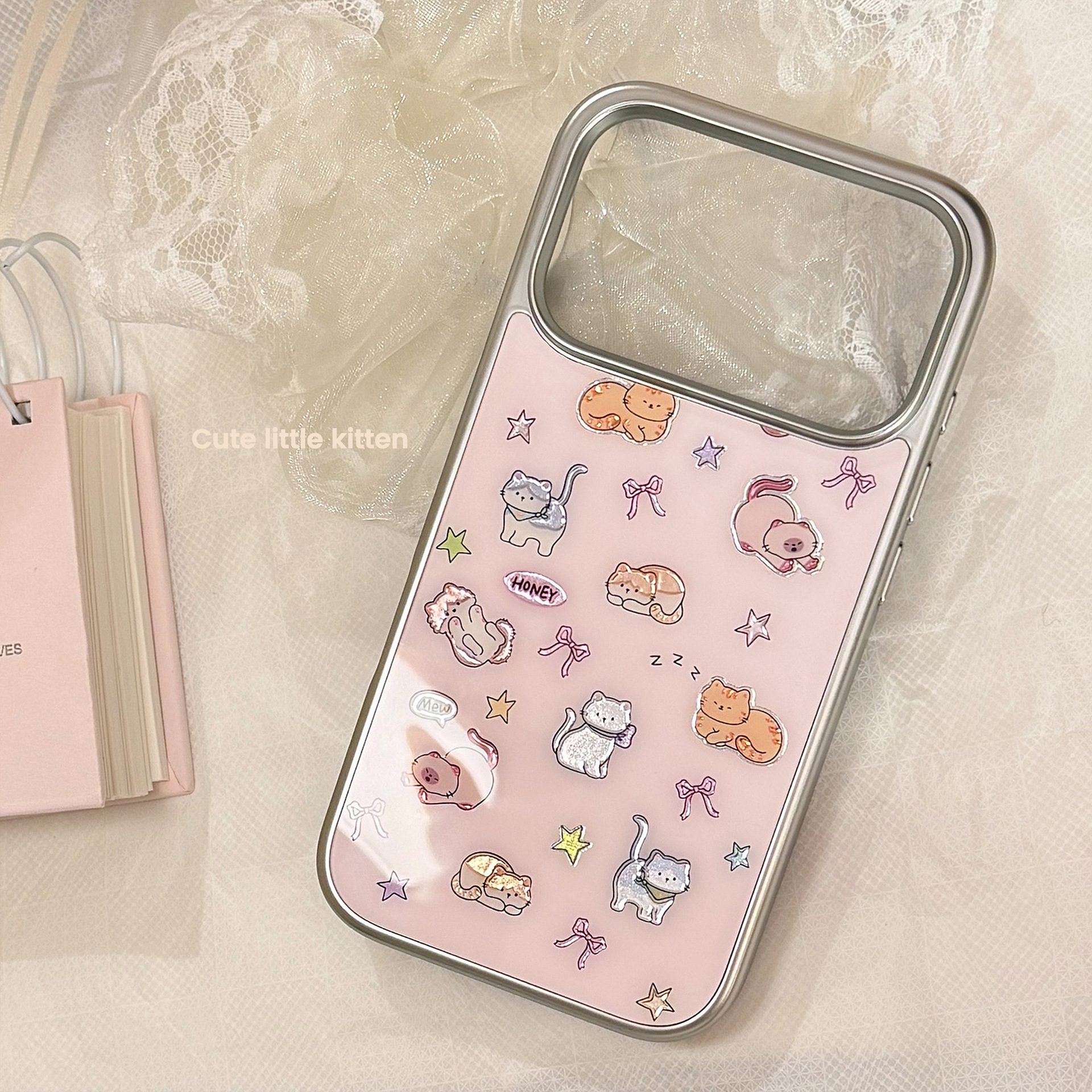 Gato lindo de oro para Apple 17 pro max caso de teléfono iPhone 16 galvanizado 14 duro 13 Huawei P70
