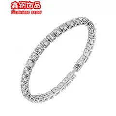 Hot Selling 4mm Rhinestone Prong Chain Titanium Steel Bracelet for Women Jewelry Bride Versatile Diamond-Studded Bangle Factory In Stock