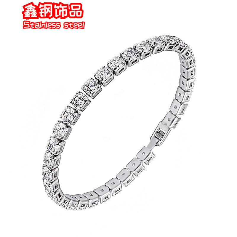 Cross-border hot sale 4mm rhinestone claw chain titanium steel bracelet women's jewelry bride Joker diamond bracelet manufacturers in stock
