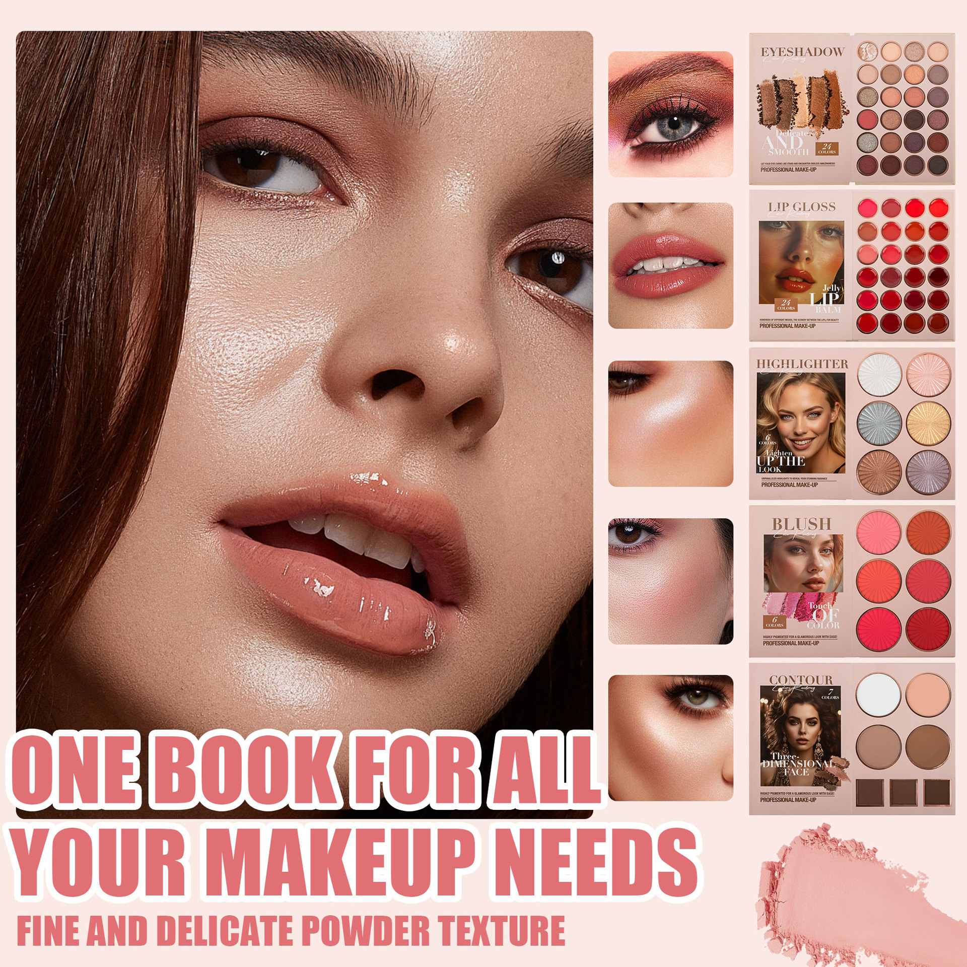 Cross-border bestseller: 67-color makeup palette, five-layer flip book eyeshadow palette, matte pearlescent blush, contour and highlight in one piece undefined