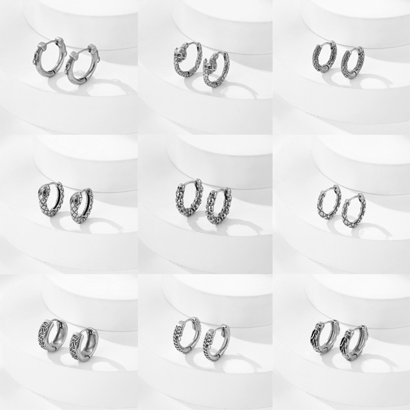 Cross-border New Earrings Earrings Skull Stainless Steel Distinctive Earrings Men's Earrings Niche High-end Elegant Elegant Earrings