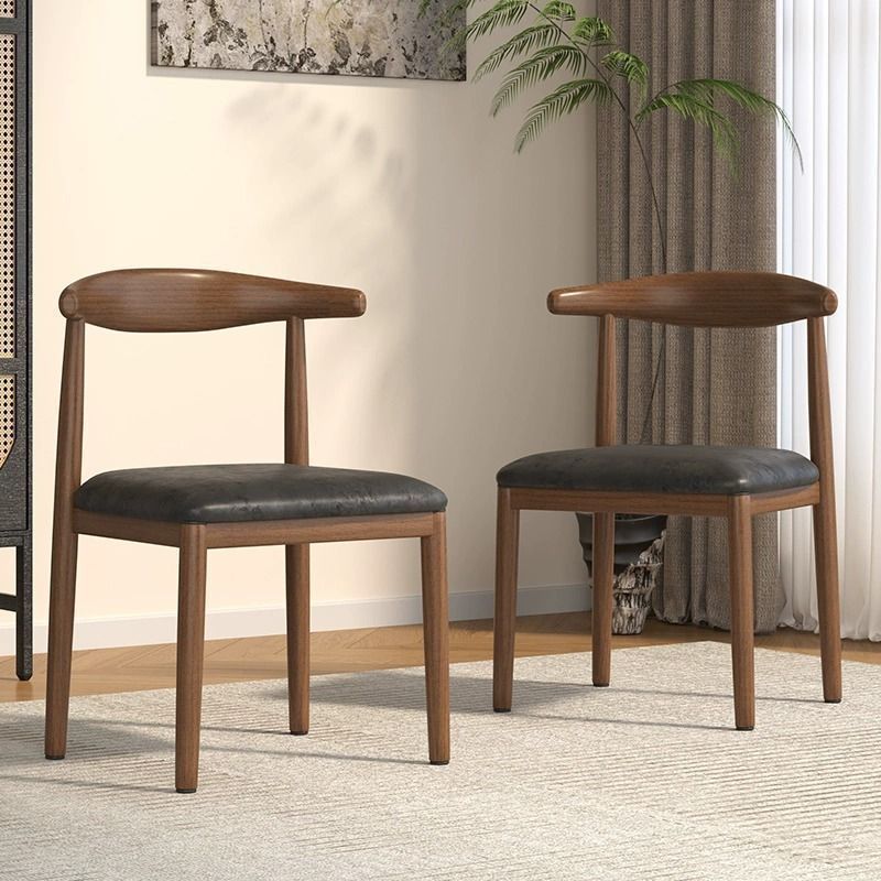 Dining Chair for Home Use, Nordic Style with Backrest, Stool for Desk, Modern Minimalist Bedroom, Light Luxury Imitation Solid Wood and Iron Art Horn Chair for Women