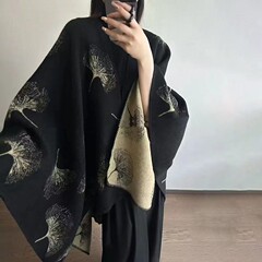 人気のイチョウの葉のショール、軽くて豪華で高級感のある旅行用大型ショール、暖かいマント、女性用アウターウェア