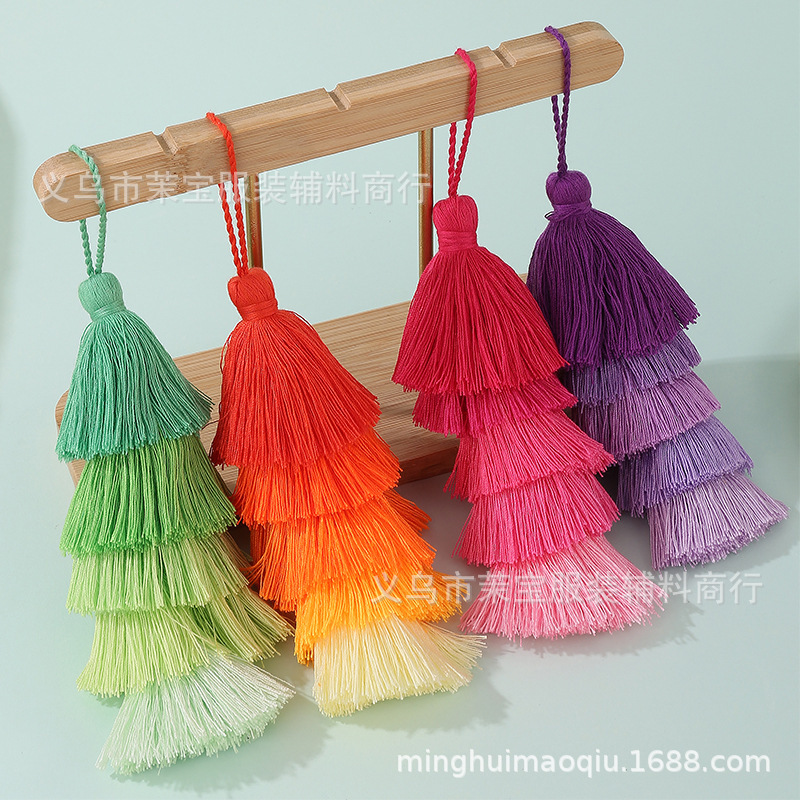 in stock polyester color five-layer tassel diy handmade clothing accessories mobile phone bag hanging spike small pendant batch in stock polyester color five-layer tassel diy handmade clothing accessories mobile phone bag hanging spike small pendant batch