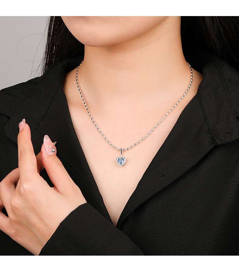 Fashion Heart Shape Sterling Silver Plating Zircon Necklace 1 Piece