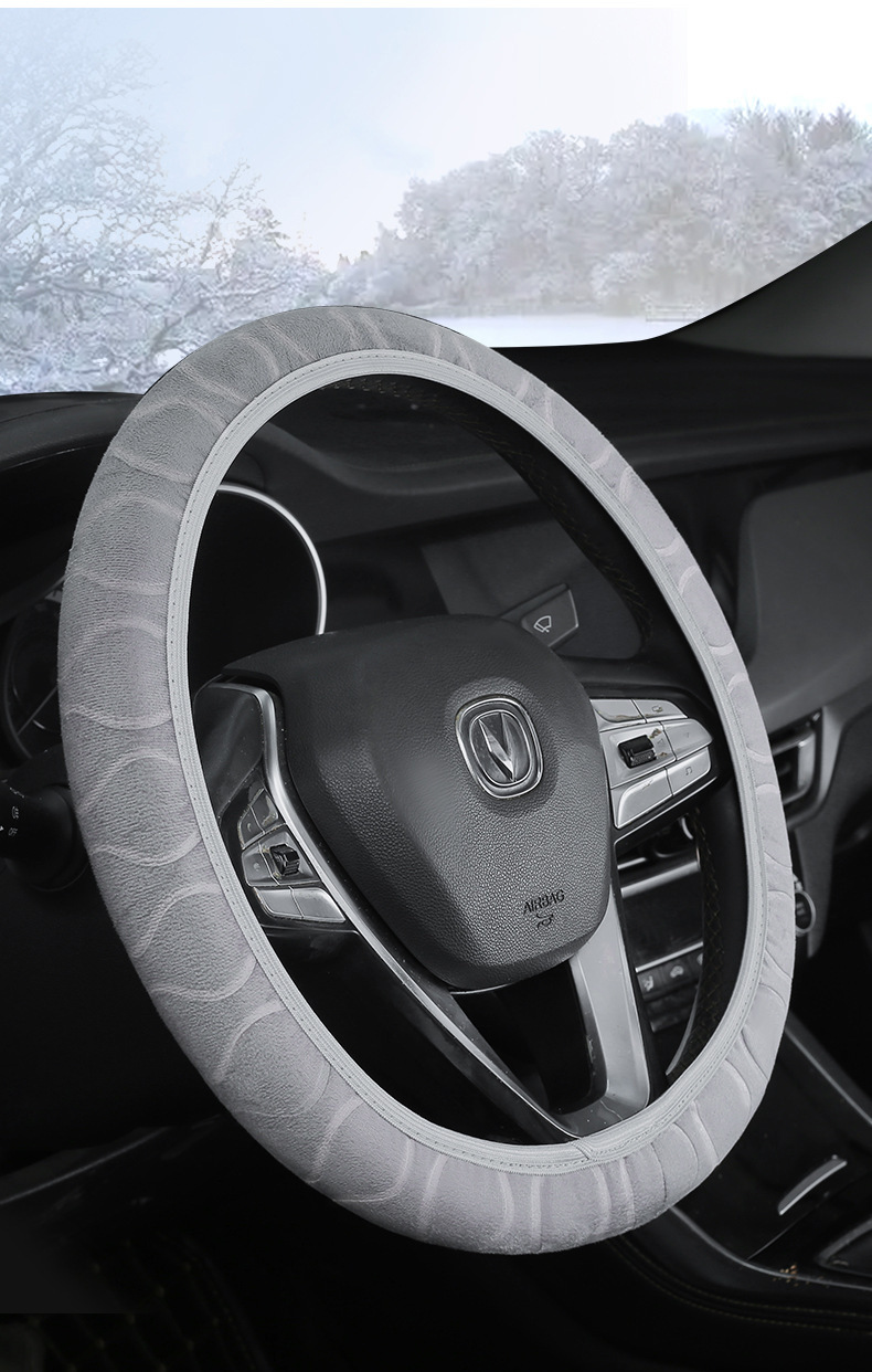 New car steering wheel cover without inner ring winter short plush warm non-slip short plush handle cover Choice
