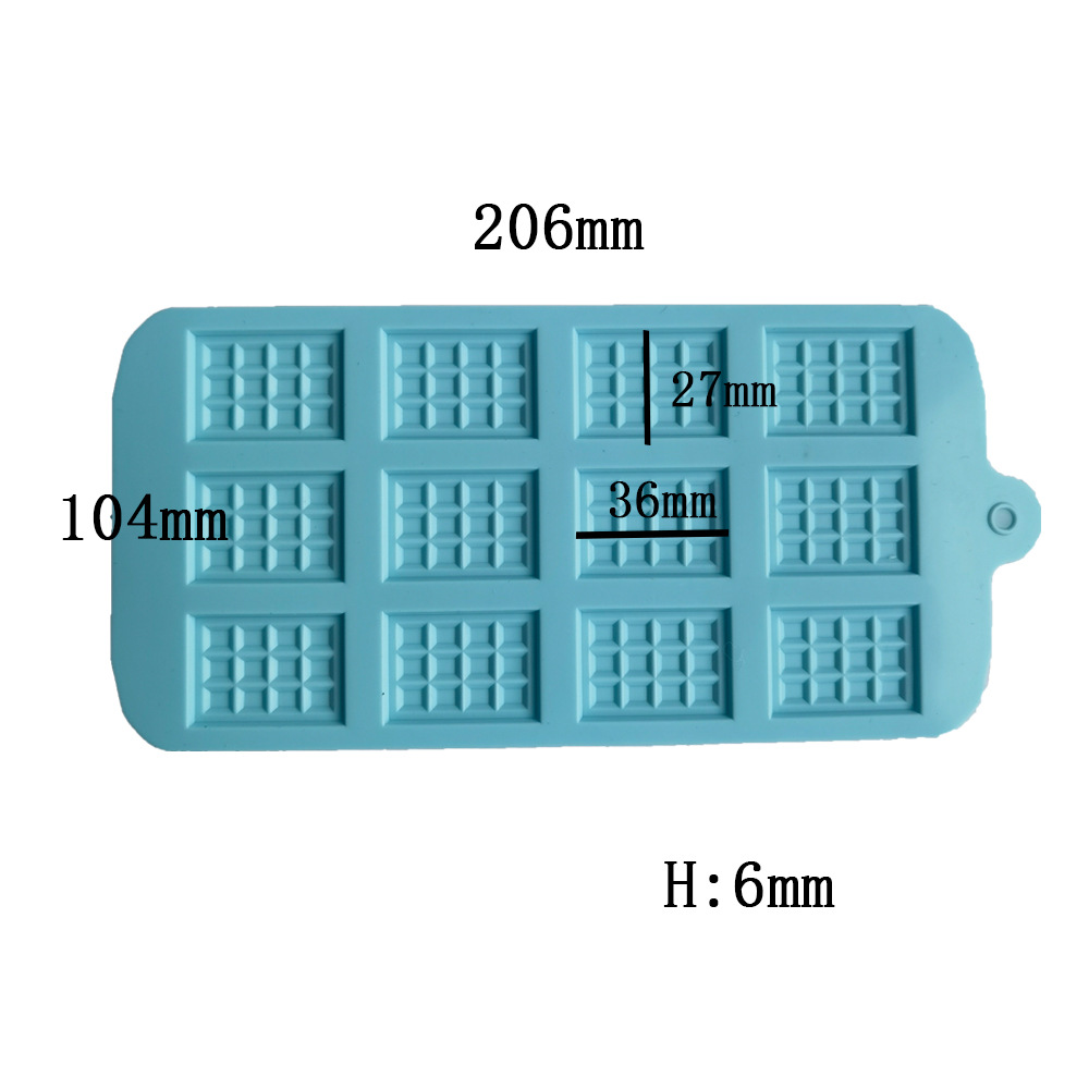 Silicone 12 waffle chocolate inserción vela flip goteo de goma molde de galletas molde de jalea pudín