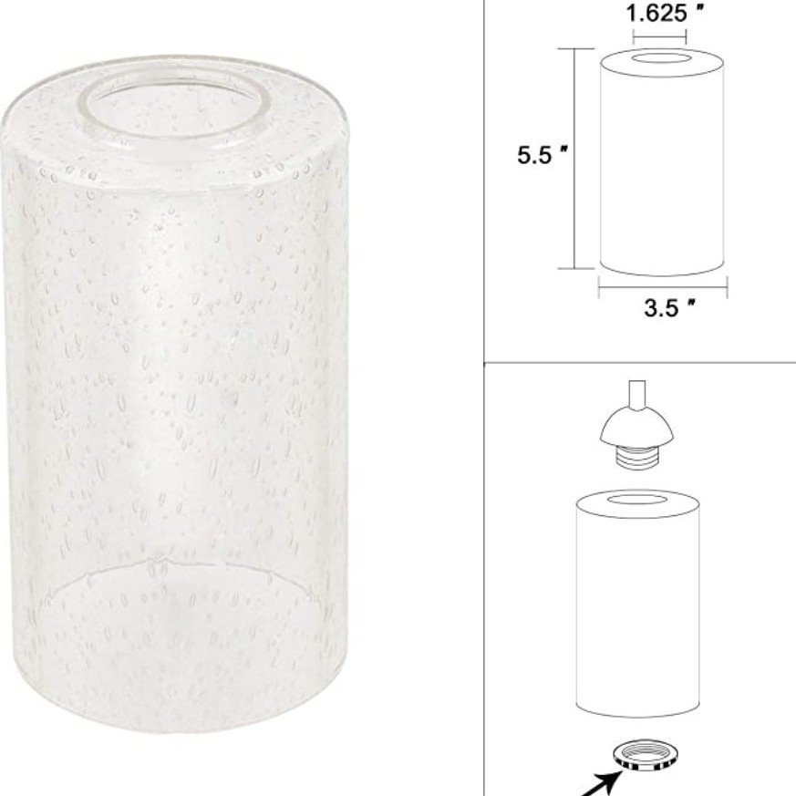 气泡 玻璃灯罩带照明装置配件的透明玻璃灯具外壳换件