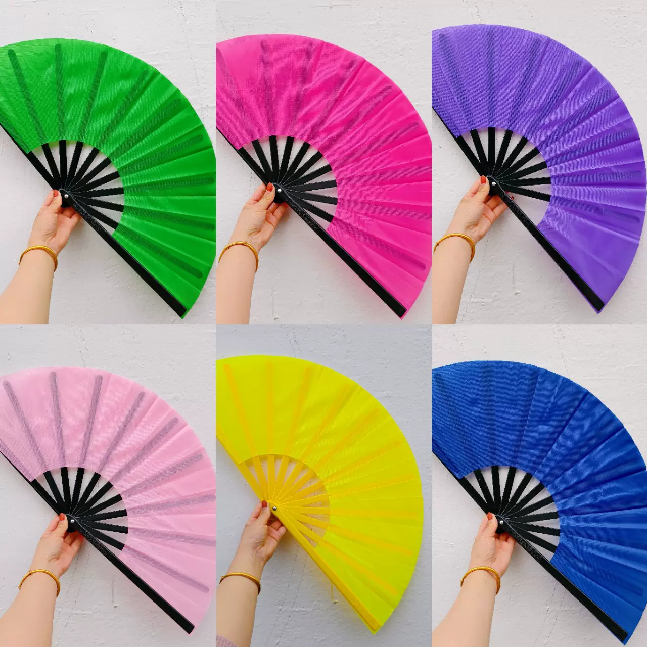 10寸纯色塑料太极功夫扇中国风表演舞蹈扇响扇外贸扇子　现货