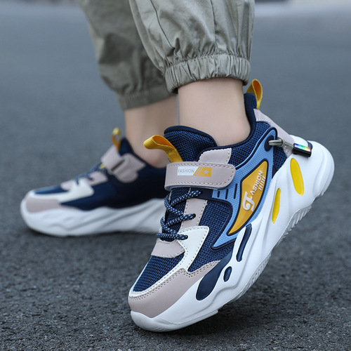 Breathable, anti-slip, thick-soled middle-child basketball shoes for primary school students, leisure and running, boys, size 25, spring and autumn season, net surface