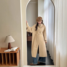 高级感立领双面羊绒大衣女中长款秋冬新款韩版宽松加厚羊毛外套