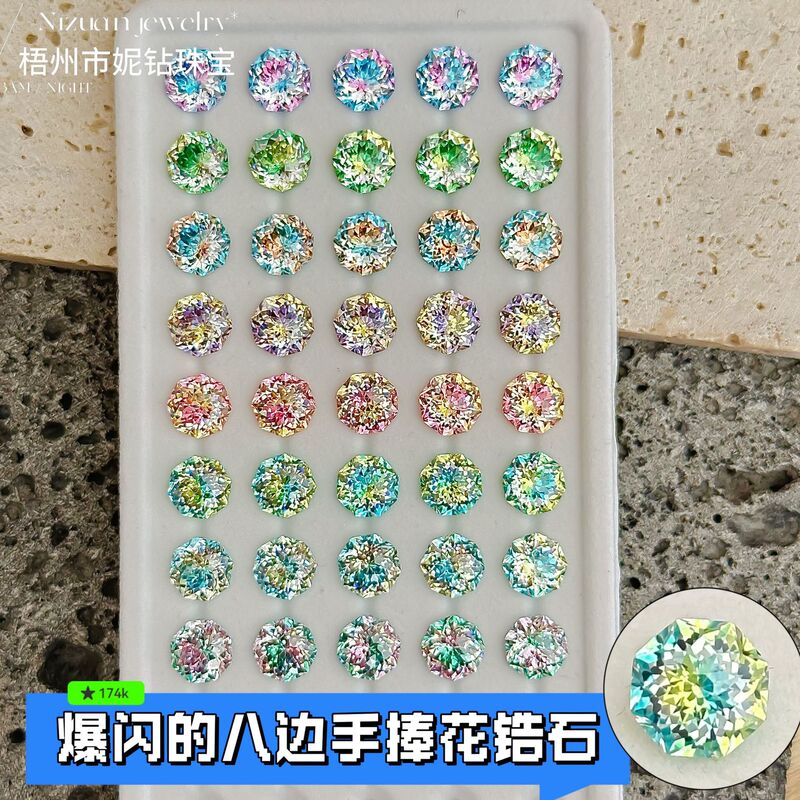 Factory Direct Supply of Gradient Eight-Sided Bouquets 6-8 Earrings, Earrings, Bare Stones, DIY Douyin Live Broadcast, Xiaohongshu Hot Sale Factory Direct Supply of Gradient Eight-Sided Bouquets 6-8 Earrings, Earrings, Bare Stones, DIY Douyin Live Broadcast, Xiaohongshu Hot Sale