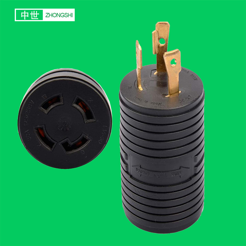 发电机适配器插头3插转4插NEMA L5-30R转NEMA L14-30R 锁定适配器