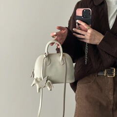 Bolideハーフワックス糸ハイエンドヘッドレイヤー牛革miniボウリングシェルバッグレディースシングルショルダーバッグ
