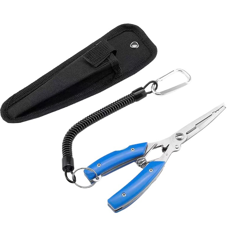 Stainless steel large road pliers suit stainless steel fishing pliers multi-functional fishing scissors long curved mouth lead leather scissors fishing line