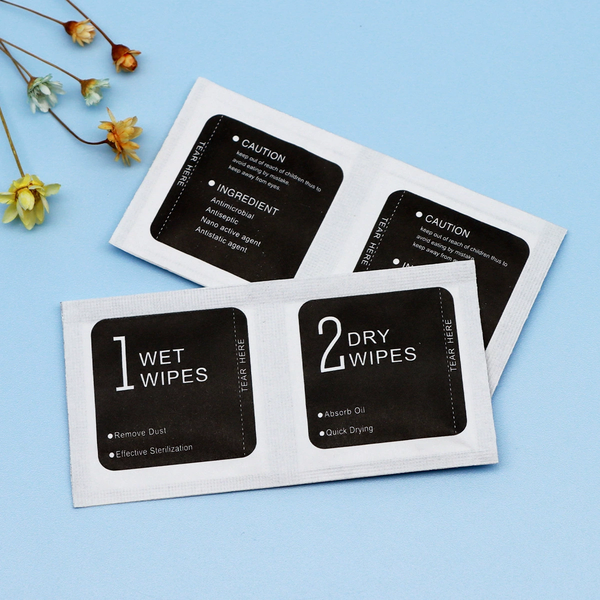 Черный спиртовой мешок 1 + 2 Сухой и влажный мешок Алкоголь Хлопок Сумка для чистки мобильного телефона Пленка для мобильного телефона Костюм для чистки экрана