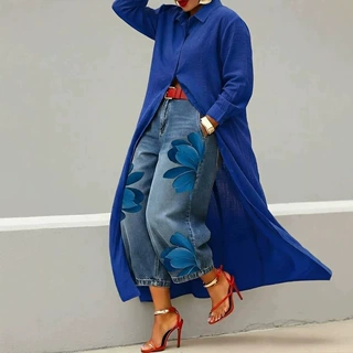 2026欧美跨境独立站亚马逊夏季新款纯色宽松棉麻衬衫长上衣连衣裙