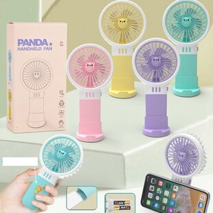 English Cartoon Small Fan with Battery, Portable Handheld Mini Fan, Student Office Handheld Fan