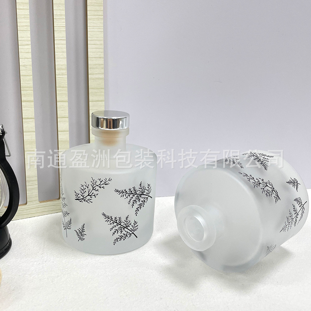 简约新品200ML贴花香薰家用香氛扩香瓶玻璃瓶藤条挥发专用薰香瓶