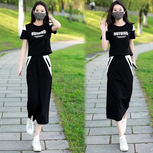 Casual Set 2026 Summer Trendy New Short-Sleeve Fashion T-Shirt and Skirt Two-Piece Mid-Length