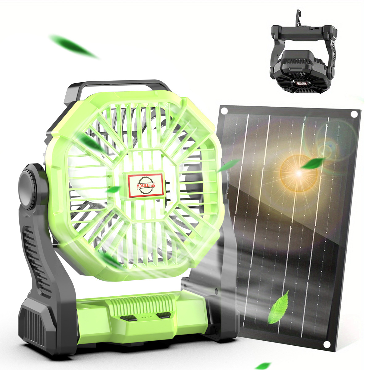 Lámpara Ventilador Portátil de Camping USB Recargable con Luz LED para Camping image 9