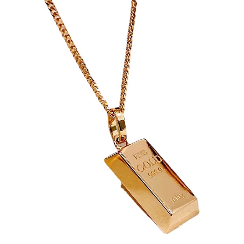 Fast-Track Live Explosions 18k Gold Plating Small Gold Strip BRICS Pendant Little Red Riding Book Recommend Online Red Gold Necklace